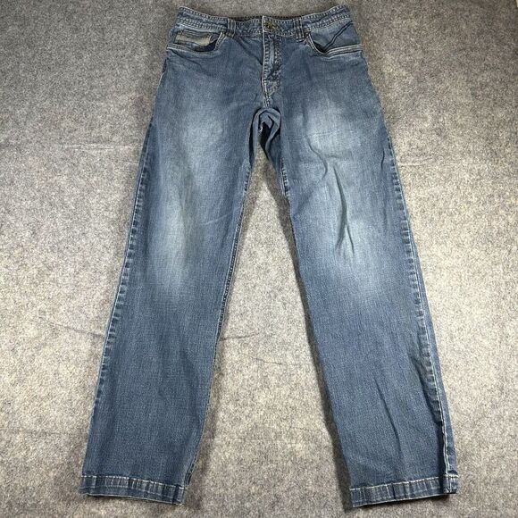 Prana Jeans Mens 32X32 Medium Wash Straight Leg Outdoor Workwear Denim - Picture 1 of 10